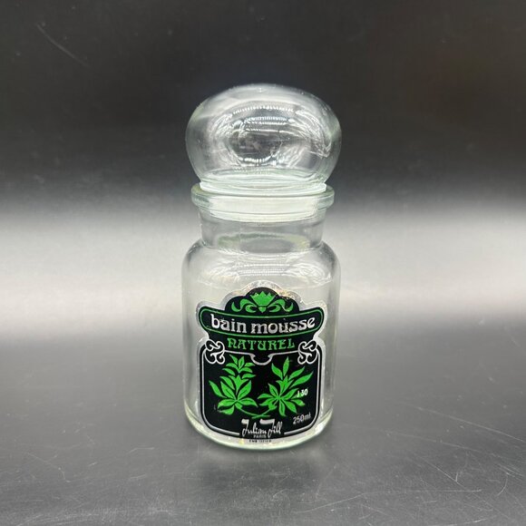 Vintage Bain Mousse Apothecary Jar 1960s Green Vanity Decor Mid Century Storage - Picture 1 of 12
